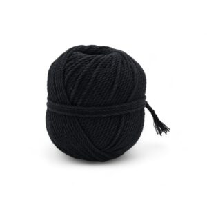 Pelote 100m Coton Macramé 3mm Gamme Teinture Organique – Noir Profond