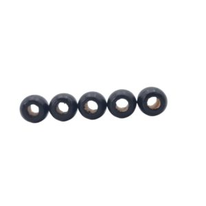 Perles en bois gros trou 16 mm noires – Lot de 5